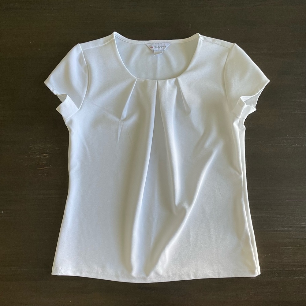 Liz Claiborne Ruched Neckline Short Sleeve Shirt